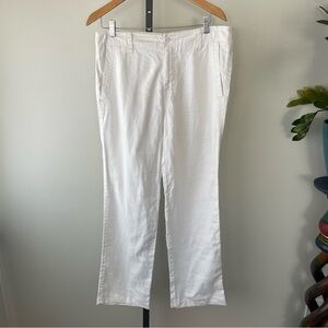 100% Linen Trouser Pant White Loose Relaxed Fit Size 32